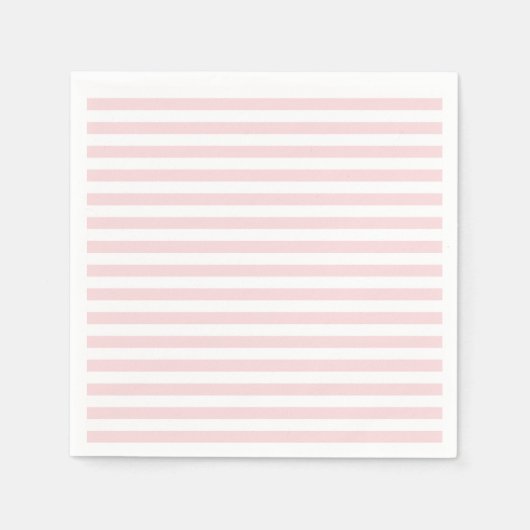 Serviette En Papier Bandes minces - Blanc et rose pâle (Devant)