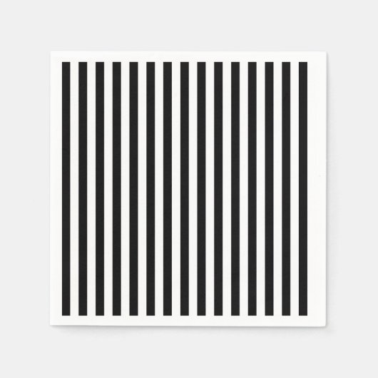 Serviette En Papier Bandes minces - Noir et Blanc (Devant)