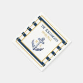 Serviette En Papier Bandes nautiques et Mariage d'Ancres (Coin)