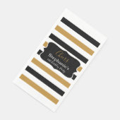 Serviette En Papier Bandes noires, blanches et dorées Anniversaire Nap (Coin)