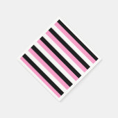 Serviette En Papier Bandes noires, blanches et roses (Coin)