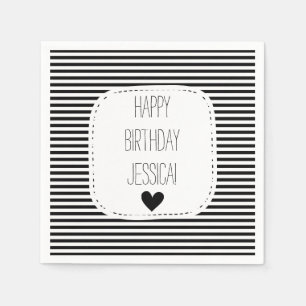 Serviette En Papier Bandes noires et blanches