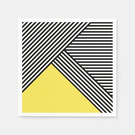 Serviette En Papier Bandes noires et blanches avec triangle jaune (Devant)