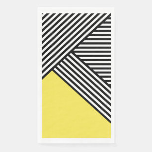 Serviette En Papier Bandes noires et blanches avec triangle jaune