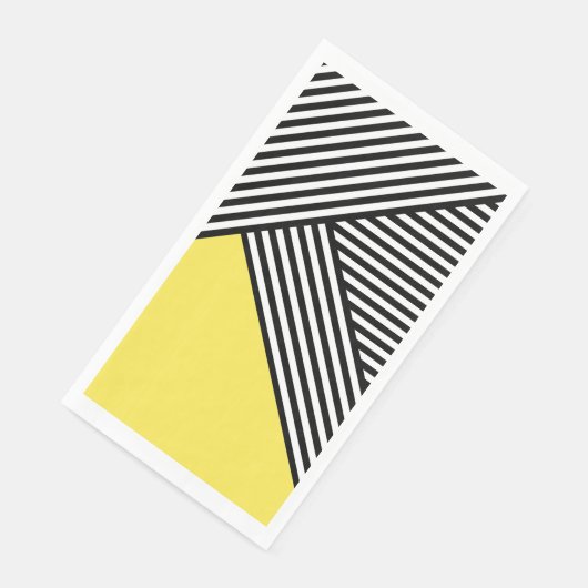 Serviette En Papier Bandes noires et blanches avec triangle jaune (Coin)