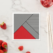 Serviette En Papier Bandes noires et blanches avec triangle rouge (En situation)