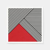 Serviette En Papier Bandes noires et blanches avec triangle rouge (Devant)