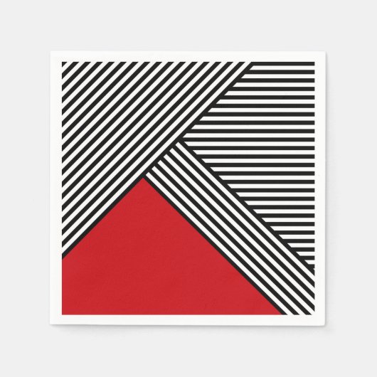 Serviette En Papier Bandes noires et blanches avec triangle rouge (Devant)