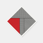Serviette En Papier Bandes noires et blanches avec triangle rouge (Coin)