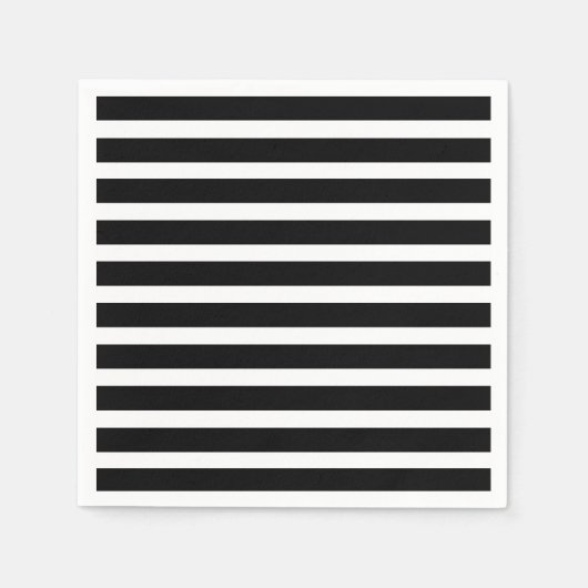 Serviette En Papier Bandes noires et blanches classiques (Devant)
