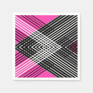 Serviette En Papier Bandes noires et blanches et grises entrelacées su