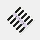 Serviette En Papier Bandes noires et blanches, Gravées, Lignes, Votre (Coin)