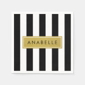 Serviette En Papier Bandes noires et blanches, Gravées, Lignes, Votre  (Devant)
