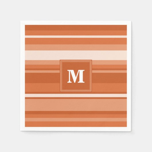 Serviette En Papier Bandes orange monogrammes (Devant)
