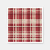 Serviette En Papier Bandes Plaid Crème Rouge (Devant)