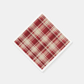Serviette En Papier Bandes Plaid Crème Rouge (Coin)