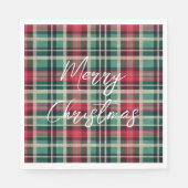 Serviette En Papier Bandes Plaid Vert Crème Rouge (Devant)