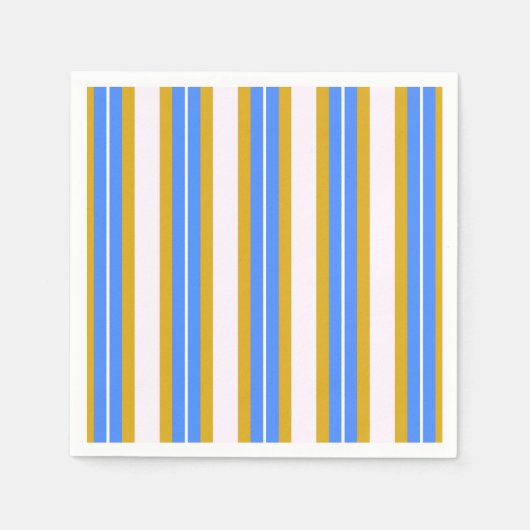Serviette En Papier Bandes rétro - Bleu Jaune (Devant)
