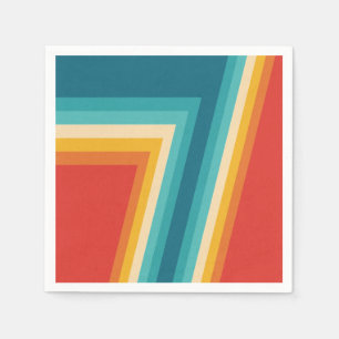 Serviette En Papier Bandes rétro colorées - les années 70, 80s Design