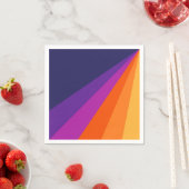 Serviette En Papier Bandes rétro en diagonale violette et orange (En situation)
