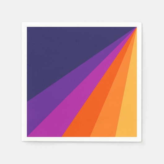 Serviette En Papier Bandes rétro en diagonale violette et orange (Devant)