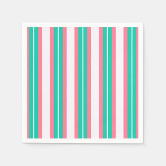 Serviette En Papier Bandes rétro - Rose Turquoise