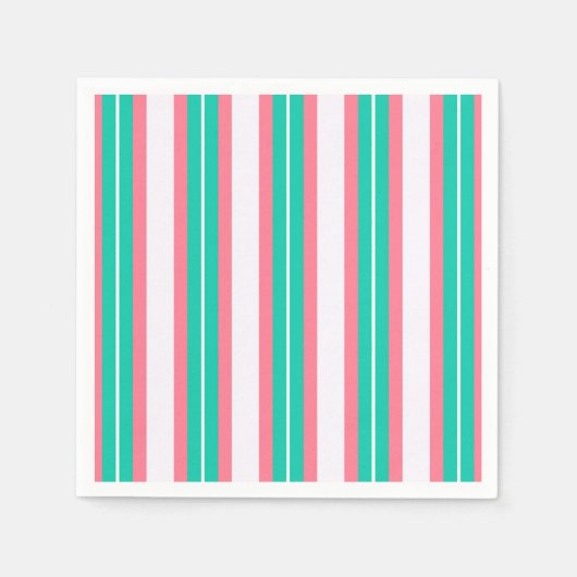 Serviette En Papier Bandes rétro - Rose Turquoise (Devant)