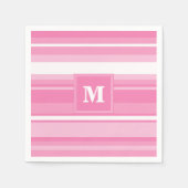 Serviette En Papier Bandes rose monogramme (Devant)