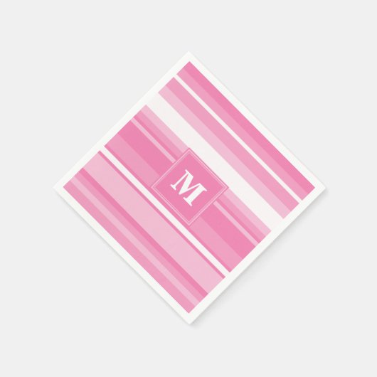 Serviette En Papier Bandes rose monogramme (Coin)