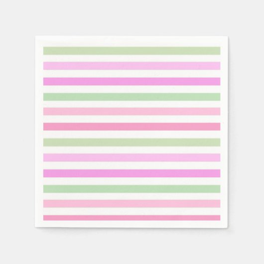 Serviette En Papier Bandes, rose, vert (Devant)