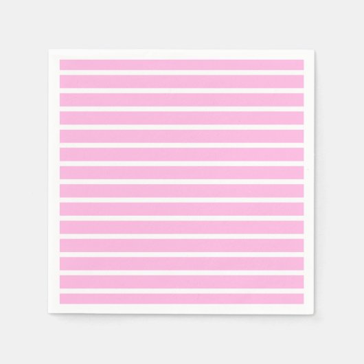 Serviette En Papier Bandes roses et blanches (Devant)