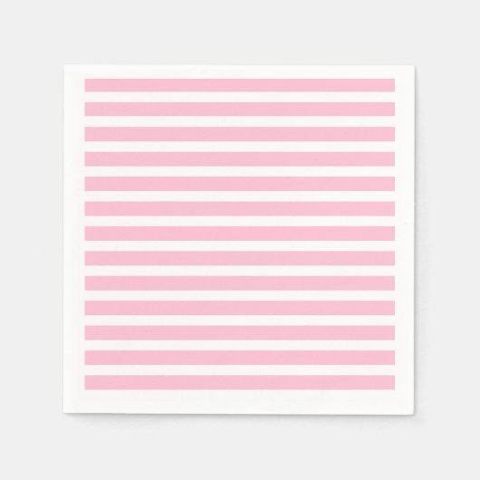 Serviette En Papier Bandes roses et blanches douces (Devant)