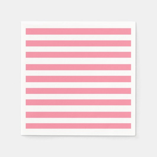 Serviette En Papier Bandes roses et blanches douces (Devant)