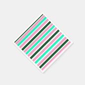 Serviette En Papier Bandes roses et vertes (Coin)