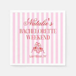 Serviette En Papier Bandes Roses Rouges Fête de Bachelorette