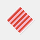 Serviette En Papier Bandes roses rouges rétro (Coin)