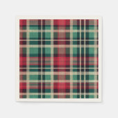 Serviette En Papier Bandes rouge vert plaid (Devant)