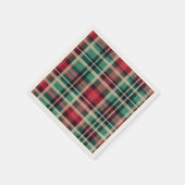 Serviette En Papier Bandes rouge vert plaid (Coin)