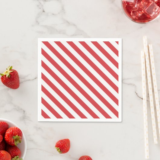 Serviette En Papier Bandes rouges et blanches (En situation)