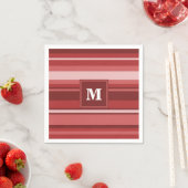 Serviette En Papier Bandes rouges monogrammes (En situation)