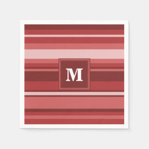 Serviette En Papier Bandes rouges monogrammes