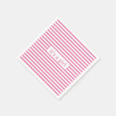 Serviette En Papier Bandes simples roses et blanches (Coin)