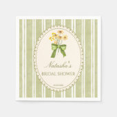 Serviette En Papier Bandes vert sauge mariage monogrammé (Devant)