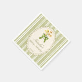 Serviette En Papier Bandes vert sauge mariage monogrammé (Coin)