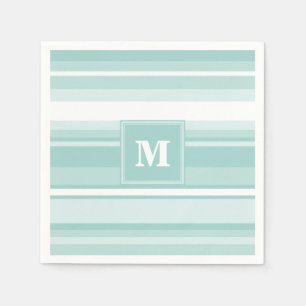 Serviette En Papier Bandes vertes de menthe monogramme