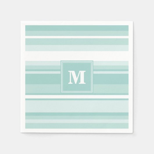 Serviette En Papier Bandes vertes de menthe monogramme (Devant)