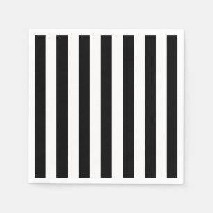 Serviette En Papier Bandes verticales en noir et blanc