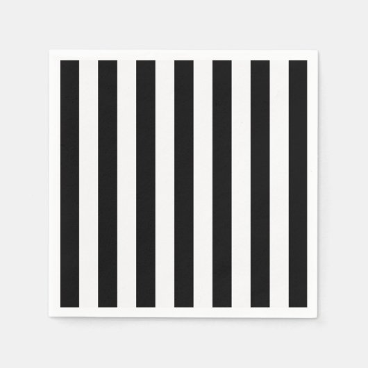 Serviette En Papier Bandes verticales en noir et blanc (Devant)