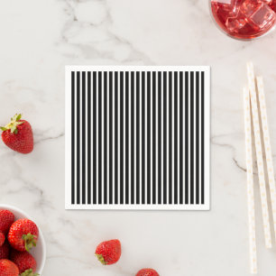 Serviette En Papier Bandes verticales en noir et blanc