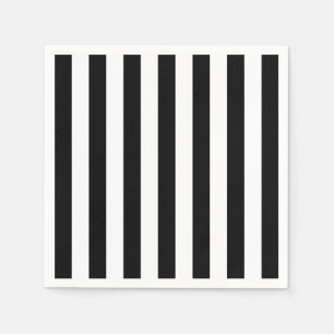 Serviette En Papier Bandes Verticales Noires Et Blanches